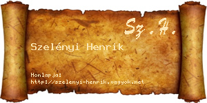 Szelényi Henrik névjegykártya